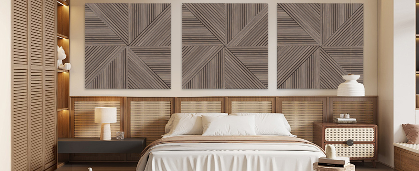 Акустичні панелі JBER (6 шт), самоклеючі звукопоглинаючі стінові панелі для офісу, студії та дому, 180 x 120 см, колір світкий горіх (тик)