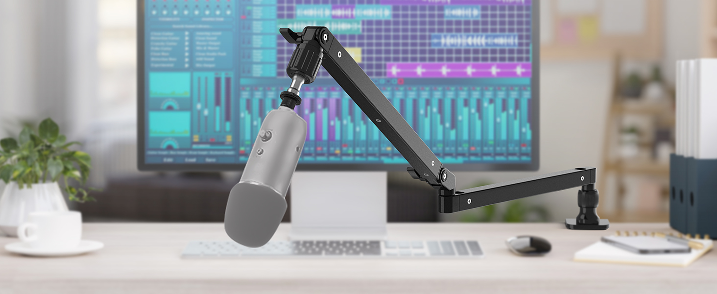 NEEWER MST002 Тримач для мікрофона з низьким профілем, регульований, з демпфером, для подкастів, ігор, стрімінгу, з кабелеуправлінням