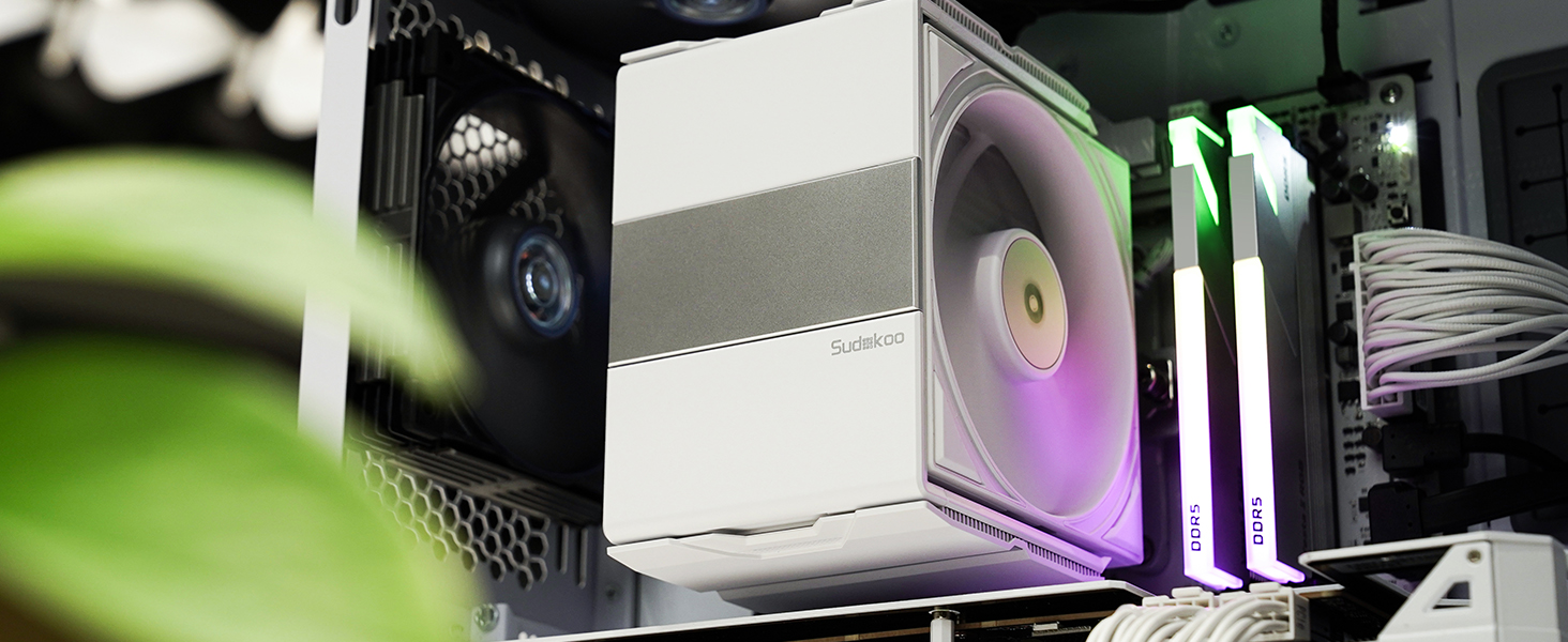 Система охолодження CPU Sudokoo SK700 White для AM5 з 120 мм вентилятором та 7 heatpipes - білий кулер для процесора з повним доступом до RAM, 5 років гарантії