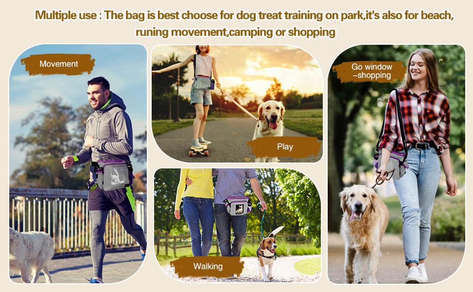 Сумка для ласощів для собак під час тренувань, без рук. Велика сумка для корму з багатьма кишенями, вбудований диспенсер для фекалій та фотосумка, для походів, подорожей на відкритому повітрі