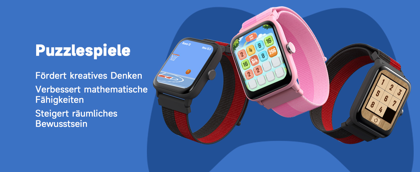 Смарт-годинник BIGGERFIVE для дітей, фітнес-трекер з пульсометром, крокоміром, моніторингом сну, водонепроникний (5ATM), будильник, 1.5' HD-сенсорний екран, для дівчаток та хлопчиків 3-14 років, ремінець нейлон, чорний/червоний