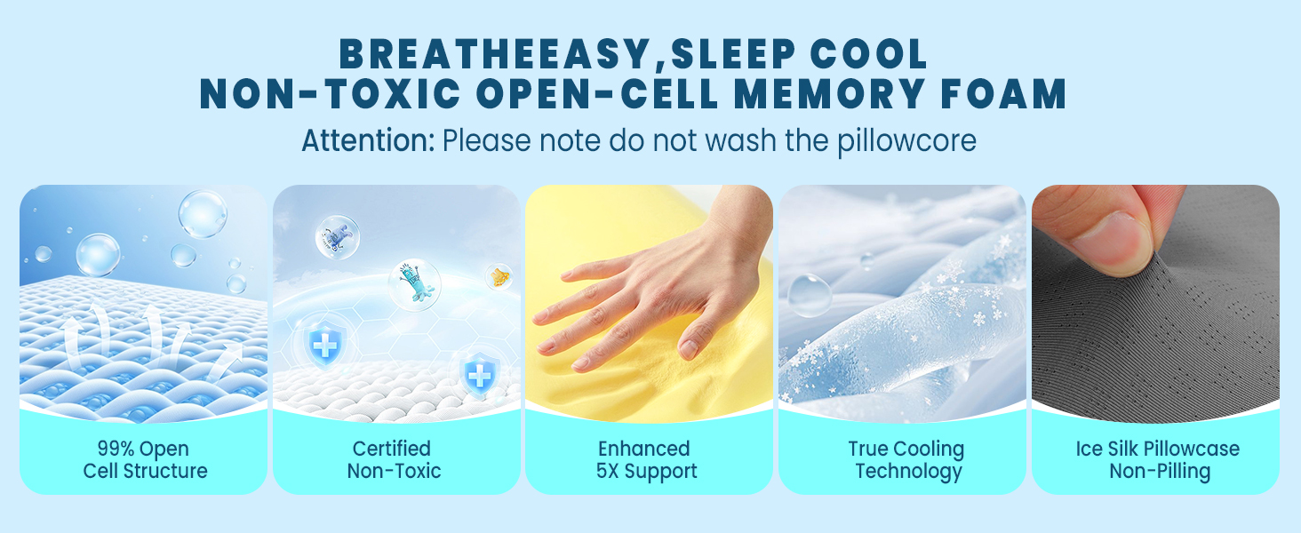 Охолоджуюча подушка для підтримки шиї з Memory Foam: ергономічна ортопедична подушка для сну на боці та спині