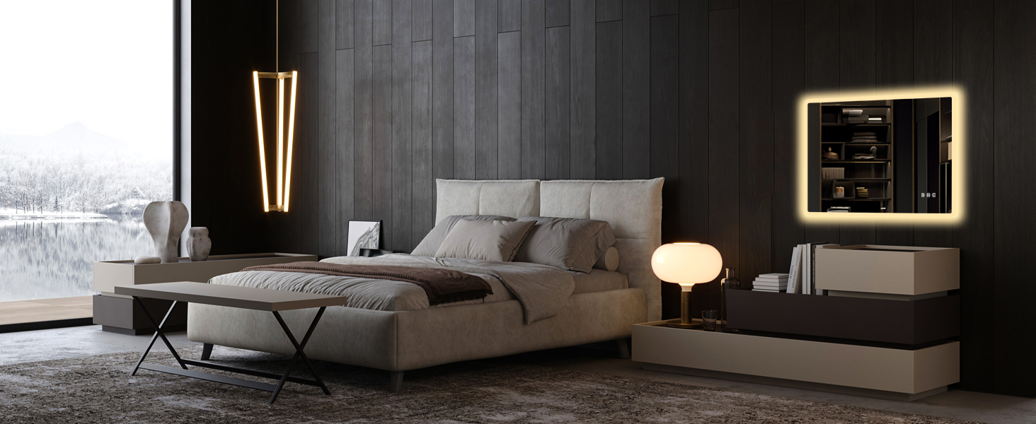 Дзеркало для ванної кімнати з підсвічуванням 80 x 60 см, 3 кольори, регульована яскравість, антизапар, 3x збільшення, розетка для бритви, IP44, для горизонтального/вертикального монтажу