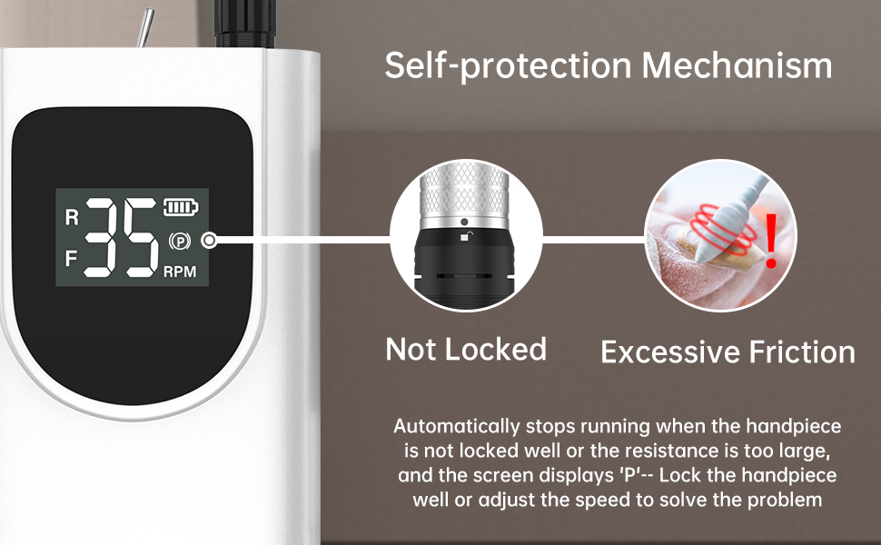 Електрична нігтьова пилка Kredioo для гелю та акрилу з LED-дисплеєм та 6 насадками