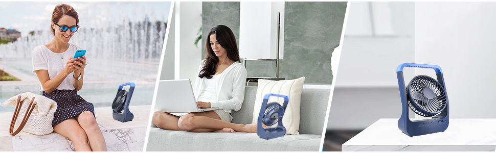 USB вентилятор для столу: компактний, тихий, 3 швидкості, 180° оберт, 200 годин роботи, для офісу, дому та відпочинку (блакитний)