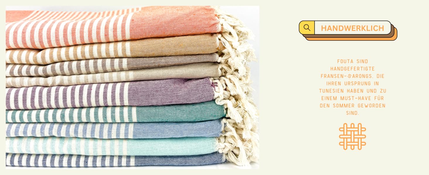 Великий пляжний рушник MOMOMUS Fouta XXL 200x200 см з бавовни з китицями
