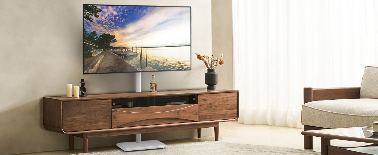 Стійка для телевізора 5Rcom з кронштейном 32-60 дюймів (до 40 кг), біла, VESA 400x400, регульована висота