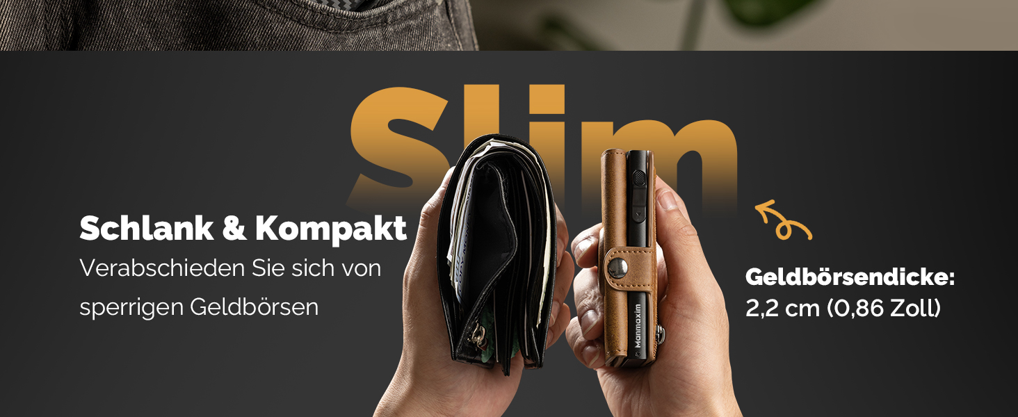 Чоловічий тонкий гаманець Portmonee з захистом RFID, Smart гаманець для карток та грошей, компактний Air Tag гаманець для 12 карт та 2 посвідчення, гаманець з висувним механізмом та відділенням для монет, A002 - Чорний карбон