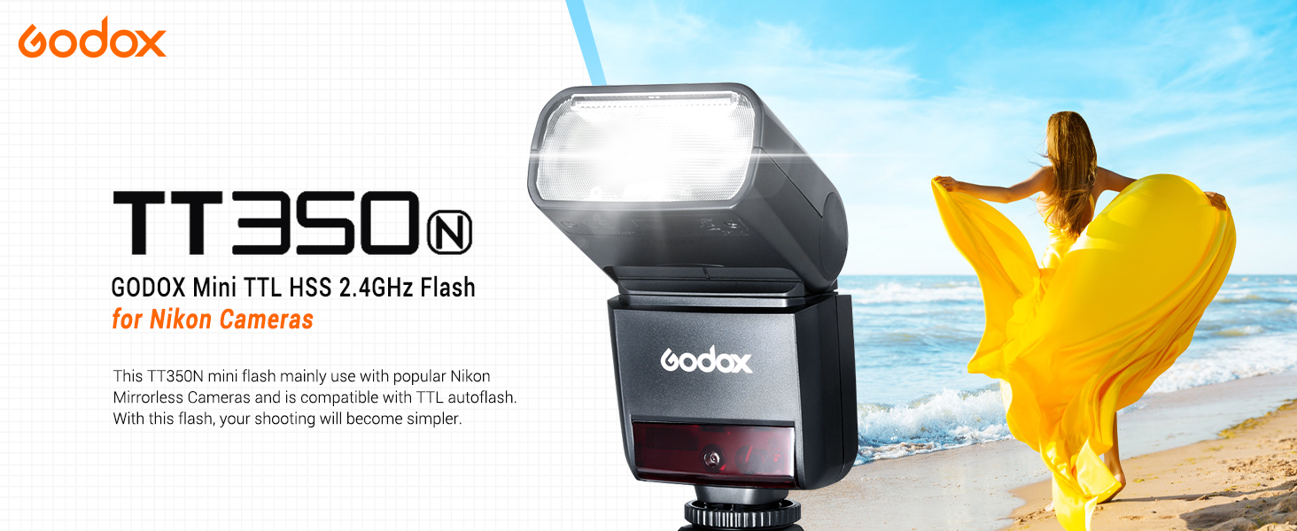 Спалах Godox TT350N для Canon - TTL, 2.4G, HSS 1/8000s, GN36, сумісний з 6D, 7D, 50D, 60D, 500D, 550D, 600D, 650D, 1000D, 1100D, 1DX, 580EX II, 5D Mark II III