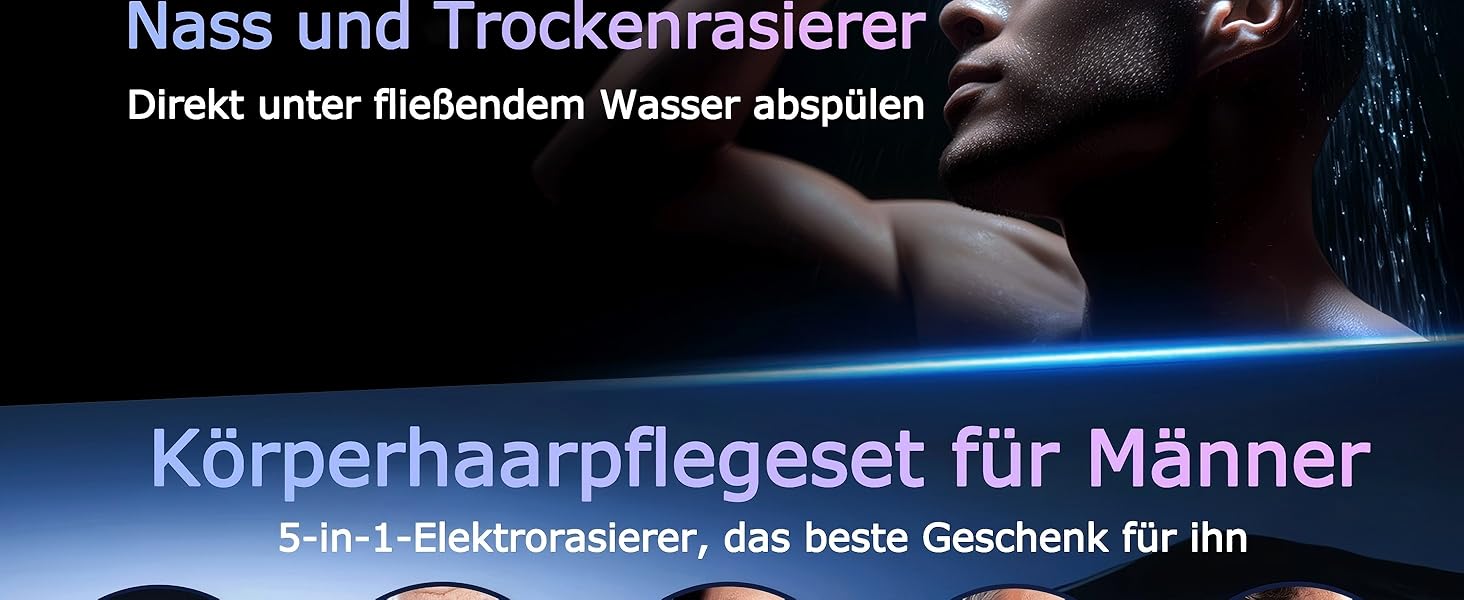 Електрична бритва для гоління голови Glatzen Herren 7D, водонепроникна IPX7, з тримером для бороди та носа, LED-дисплей