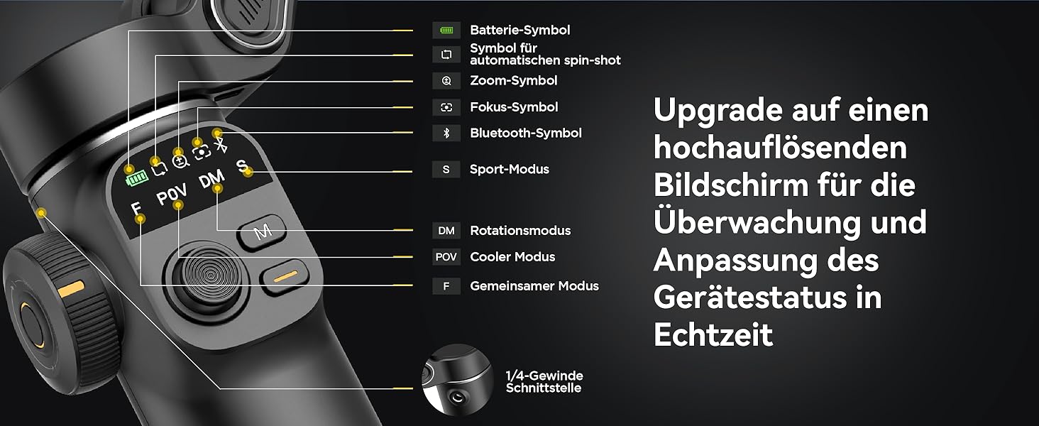 Стабілізатор для смартфона AOCHUAN X2: 3-осьовий гімбал з OLED-дисплеєм та 7.8-дюймовою штангою, чорний