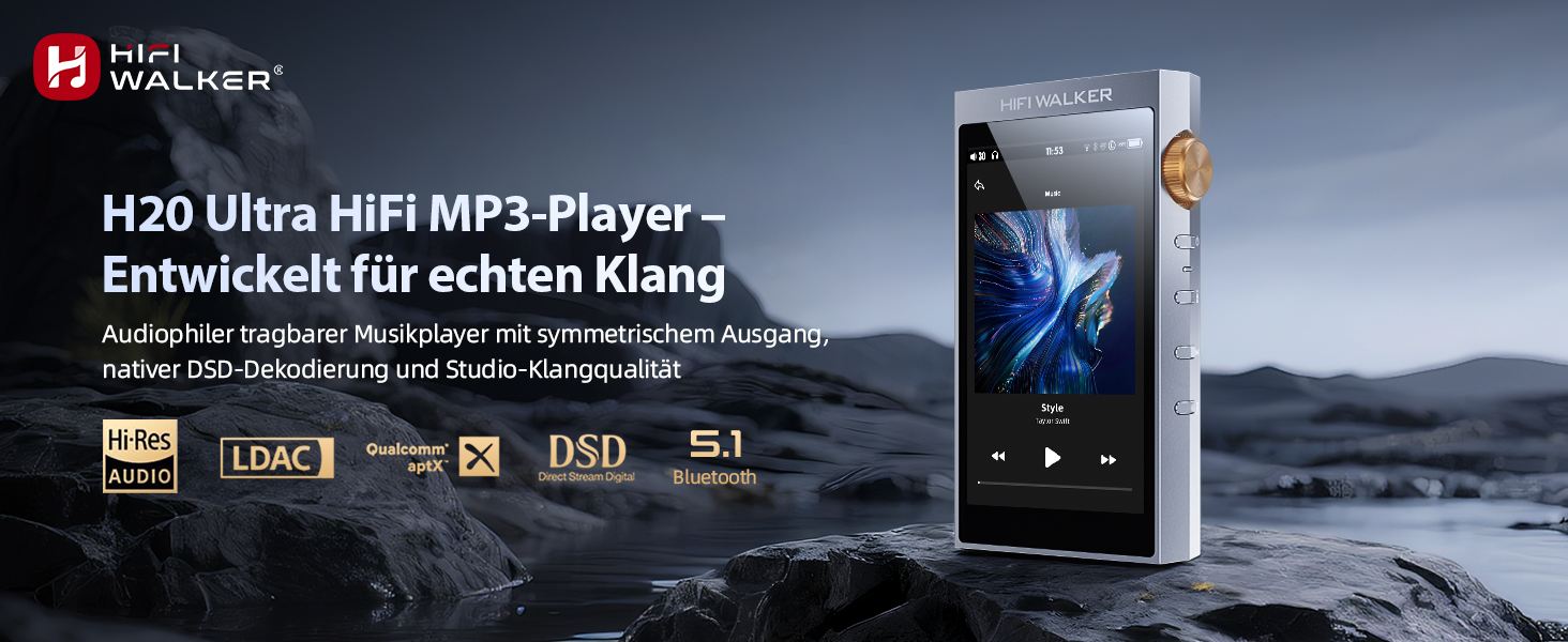 MP3 плеєр H20 Ultra HiFi 128GB Bluetooth 5.1 aptX/LDAC, ES9038Q2M DAC, Touchscreen 4