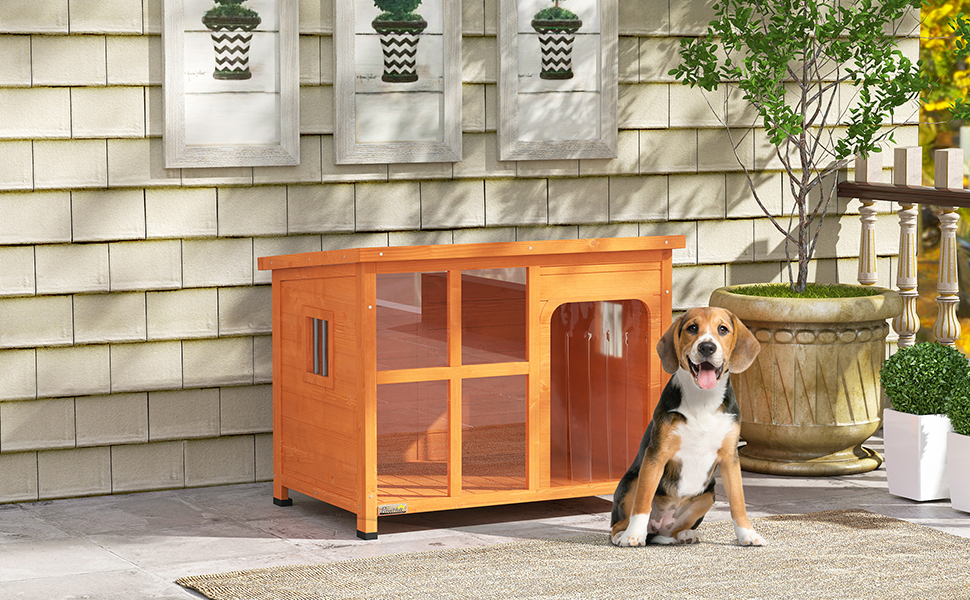 Будка для собак PawHut на вулицю, 90x62x71 см, з асфальтовим дахом та знімним дном
