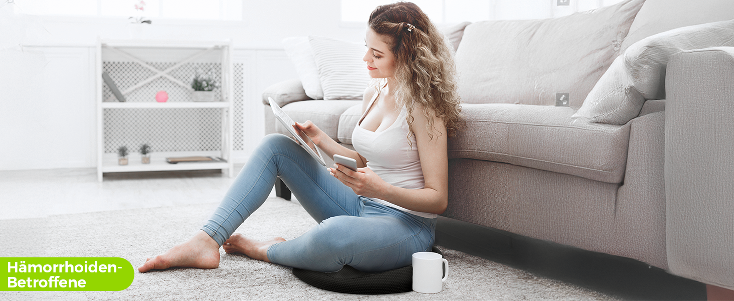 Ортопедична подушка для сидіння AUVON кругла з подвійною U-подібною формою та нахилом для полегшення навантаження на стегна, подушка для геморою, офісне крісло, автомобіль, сидіння, підвищує комфорт сидіння, покращує кровообіг, полегшує куприк