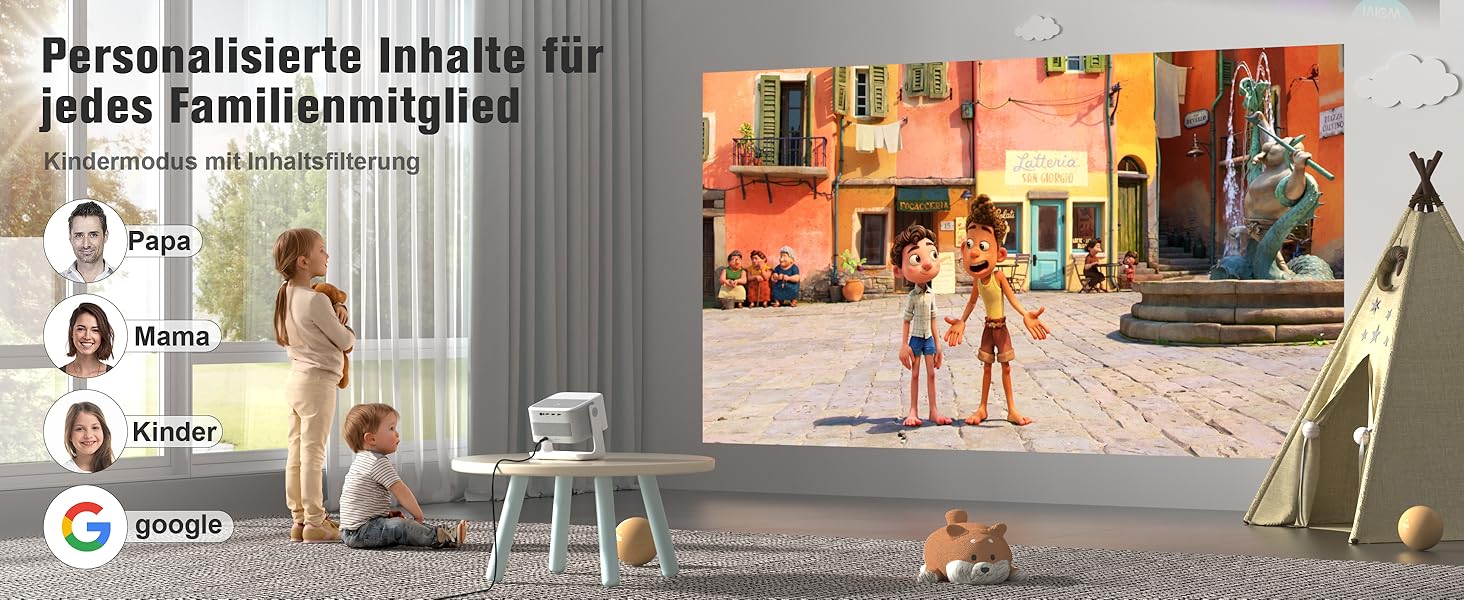 Портативний проєктор Mini Beamer: 1080P Full HD, 600ANSI, WiFi6, Bluetooth, 4K, Zoom 50%, 360° обертання, для домашнього кінотеатру, сумісний з телефоном