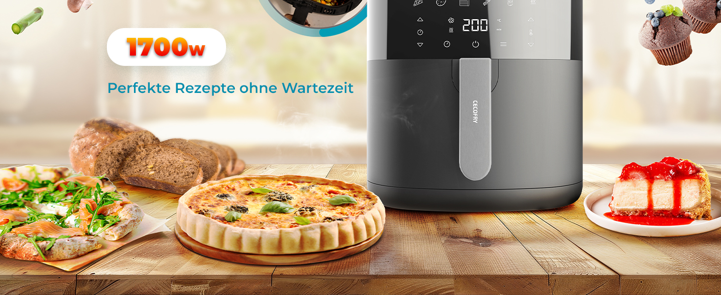 Фритюрниця без олії Cecotec Cecofry Bombastik 6000 Full, 6 л, 1700 Вт, PerfectCook, 12 режимів, чорний | з аксесуарами