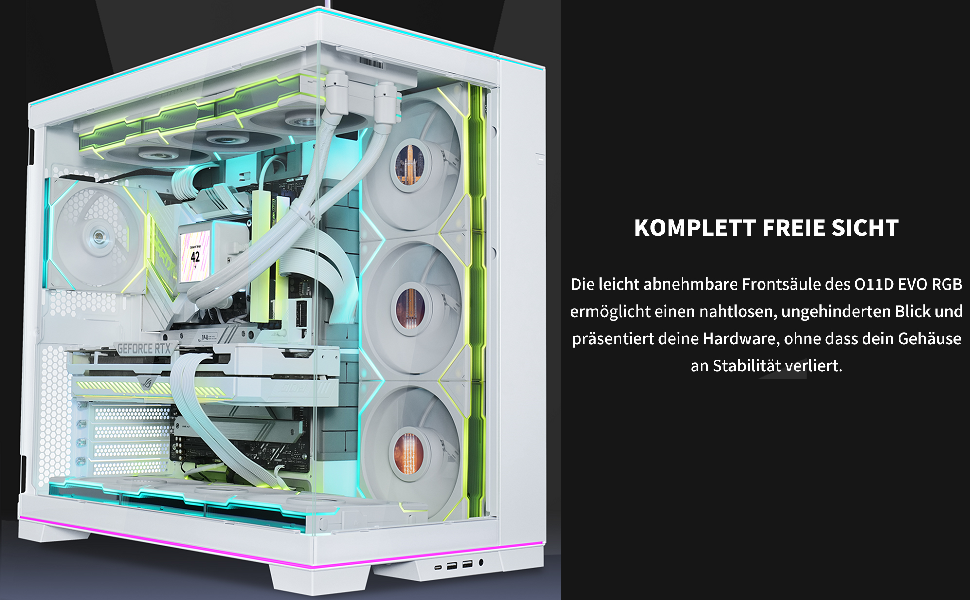 Корпус Lian Li O11D EVO RGB для ПК ATX: сталь, алюміній, загартоване скло, підтримка GPU 455 мм, радіатори 420 мм, RGB-підсвітка