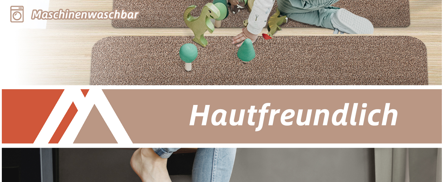 Компактні килимки для сходів COSY HOMEER, 15 шт., 70x22 см, самоклеючі, машинне прання, 100% поліестер, TPE-підкладка, безпека для дітей та домашніх тварин, бежевий колір