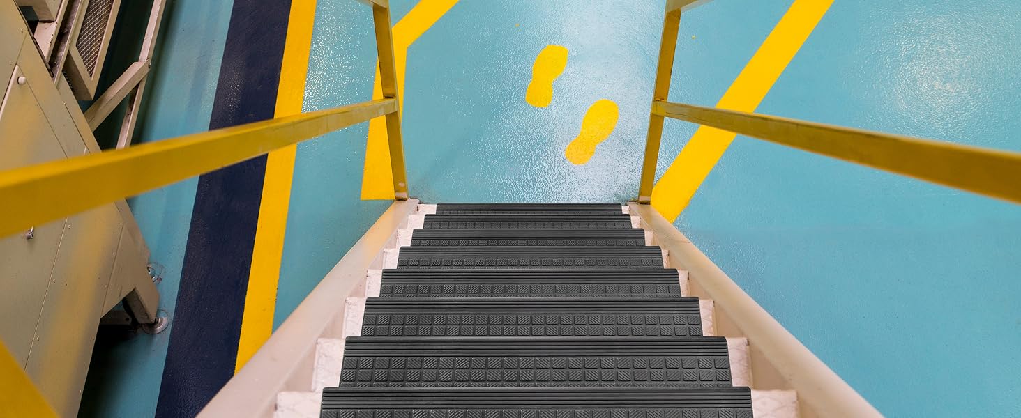 Гумові килимки на сходи KARAT - набір 5 шт. Антиковзкі, для вулиці, 30x120 см