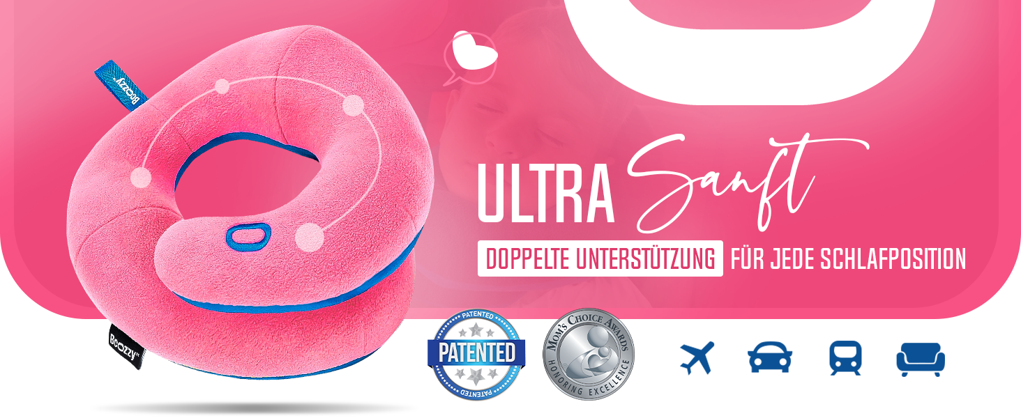 Подушка для шиї BCOZZY для дітей 8-12 років (сірий сріблястий), запобігає падінню голови, комфортна для подорожей, м'яка, можна прати, середній розмір