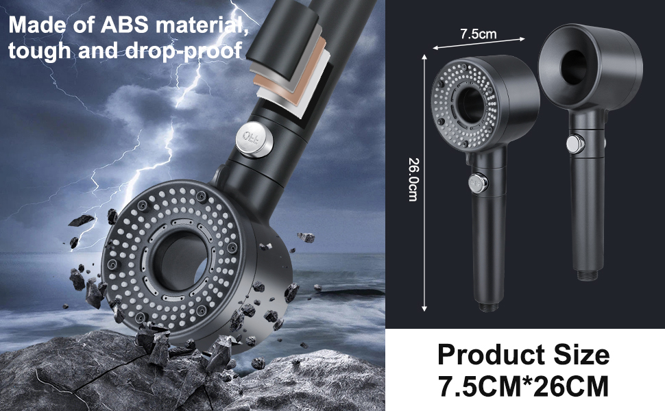 Насадка для душу з шлангом 2 м, фільтрована ручна лійка, високий тиск, економія води з мінеральними кульками, 5 режимів, стоп-функція для жорсткої води, залишків хлору, бактерій та важких металів, сірого кольору з шлангом