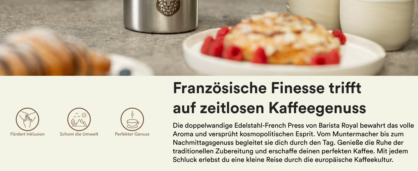 Френч-прес Barista Royal, 600 мл, із функцією збереження тепла, високоякісний прес для кави