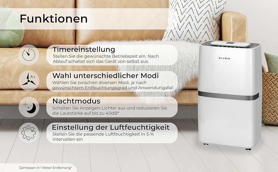Електричний осушувач повітря KLAMER 25L, потужність 420W, продуктивність 195 м³/год, збір води до 5,5 л