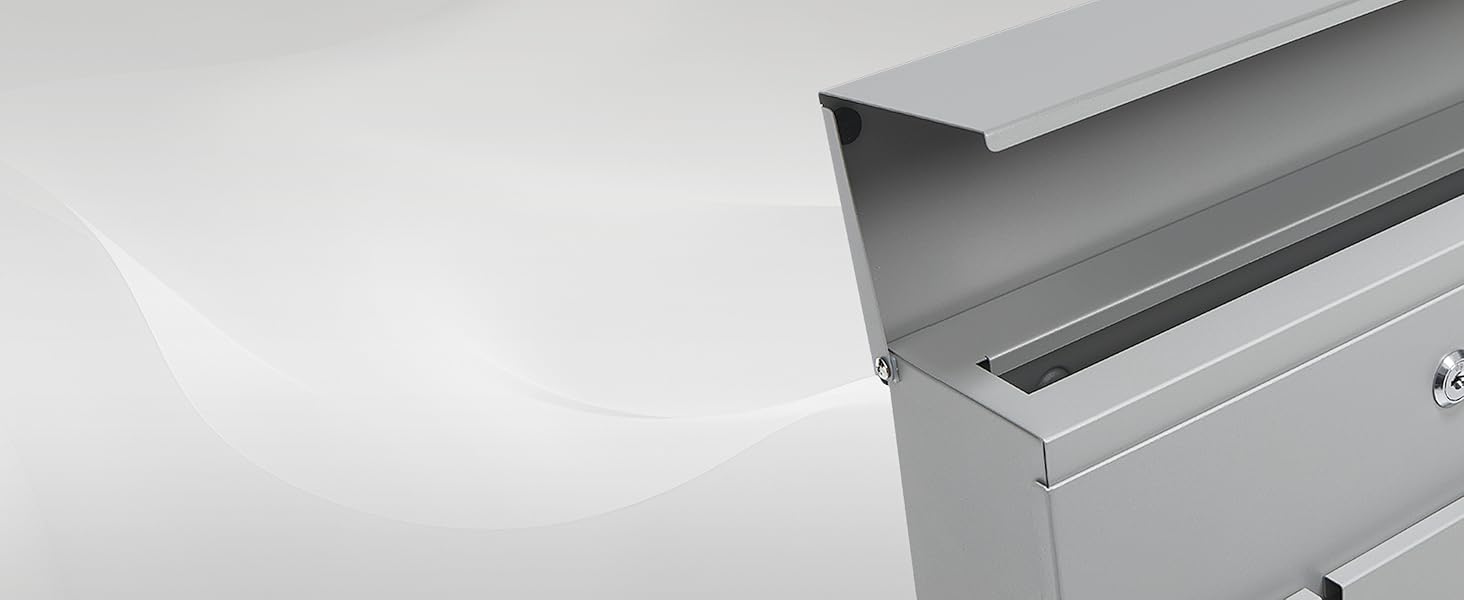 Поштовий ящик WOLTU XXL з газетницею, оглядовим вікном, замком (2 ключі), захистом від реклами, антрацит (сірий+чорний) 10,5x37x37 см