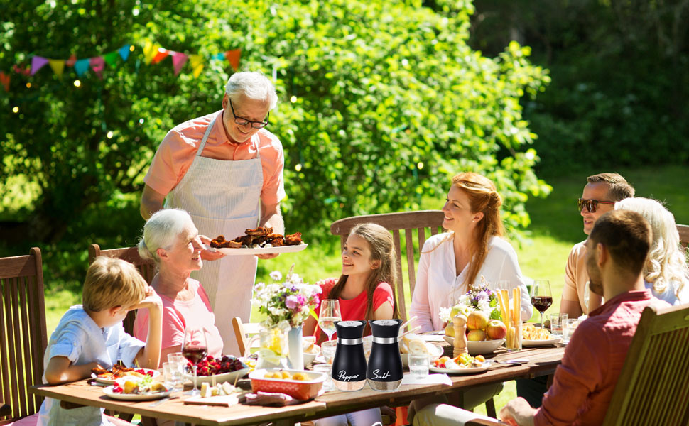 Набір соляної та перечної солілки з нержавіючої сталі з скляною пляшечкою, диспенсер для спецій, аксесуари для кухні, дому, ресторану, обіднього столу (Чорний)
