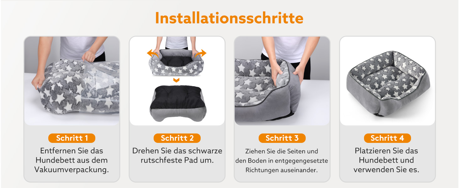 Крісло-лежанка для собак середніх порід FURTIME, кошик для собак, лежанка для собак, м'яка, з неслизьким покриттям, сіра/зірки, L (76x61x23 см)