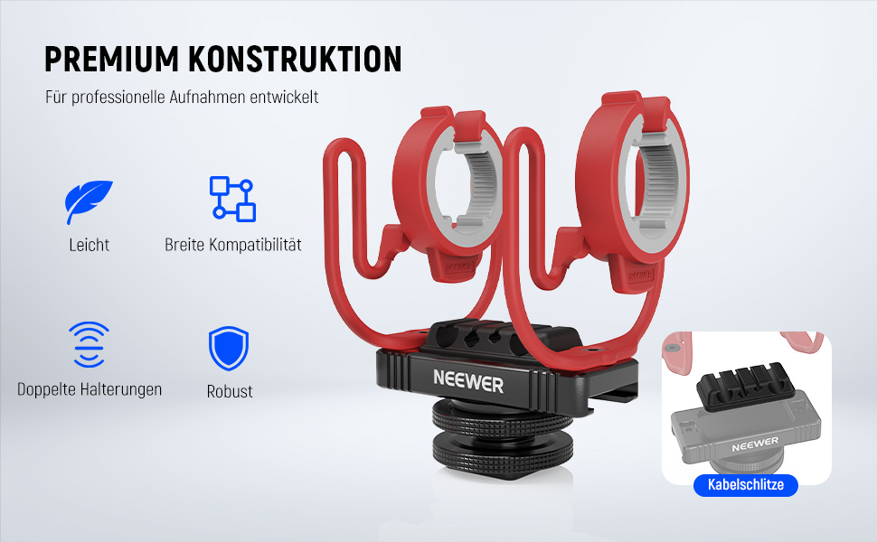 Кріплення мікрофону NEEWER Shock Mount з холодним башмаком та 1/4” різьбою, сумісний з Rode NTG, Sennheiser MKE600, Audio Technica AT875R, MH1