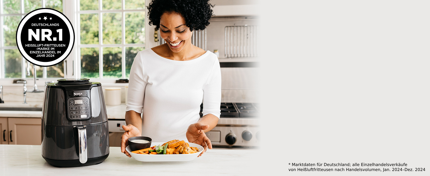 Фритюрниця повітряна Ninja 3.8L, 4-в-1, сіра та чорна, AF100EU