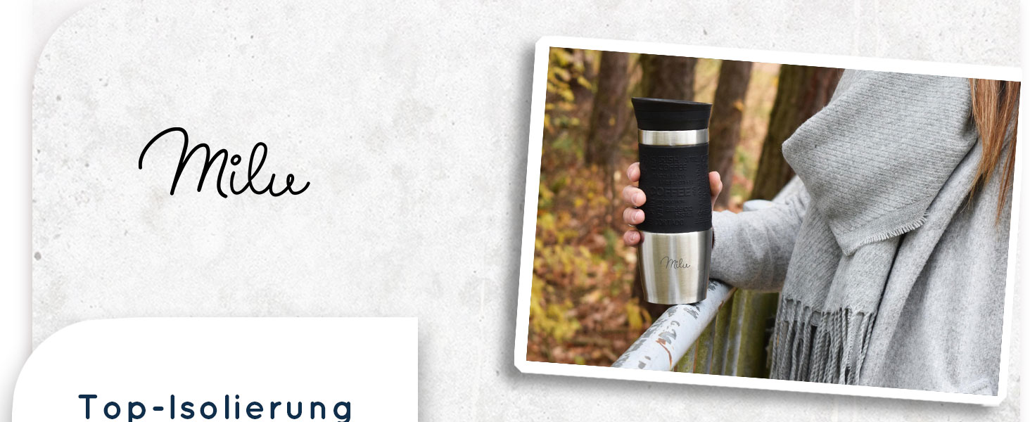 Термокружка Milu 370 мл, 450 мл: сталева, подвійні стінки, для кави з собою, не протікає, автокружка, термокружка, travel mug (сірий)