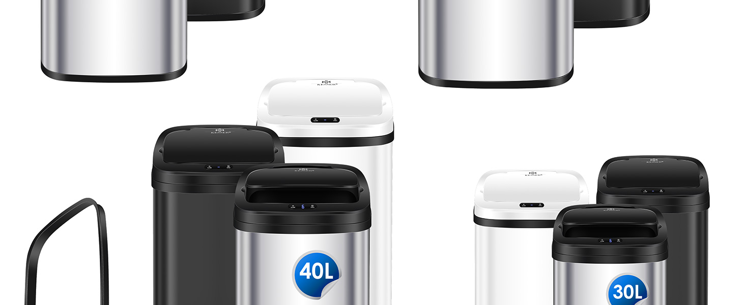 Відро для сміття KESSER® Sensor 40 л з автоматичним відкриванням, сенсором руху, м'яким закриванням кришки та LCD-дисплеєм. Нержавіюча сталь, з тримачем для мішка.