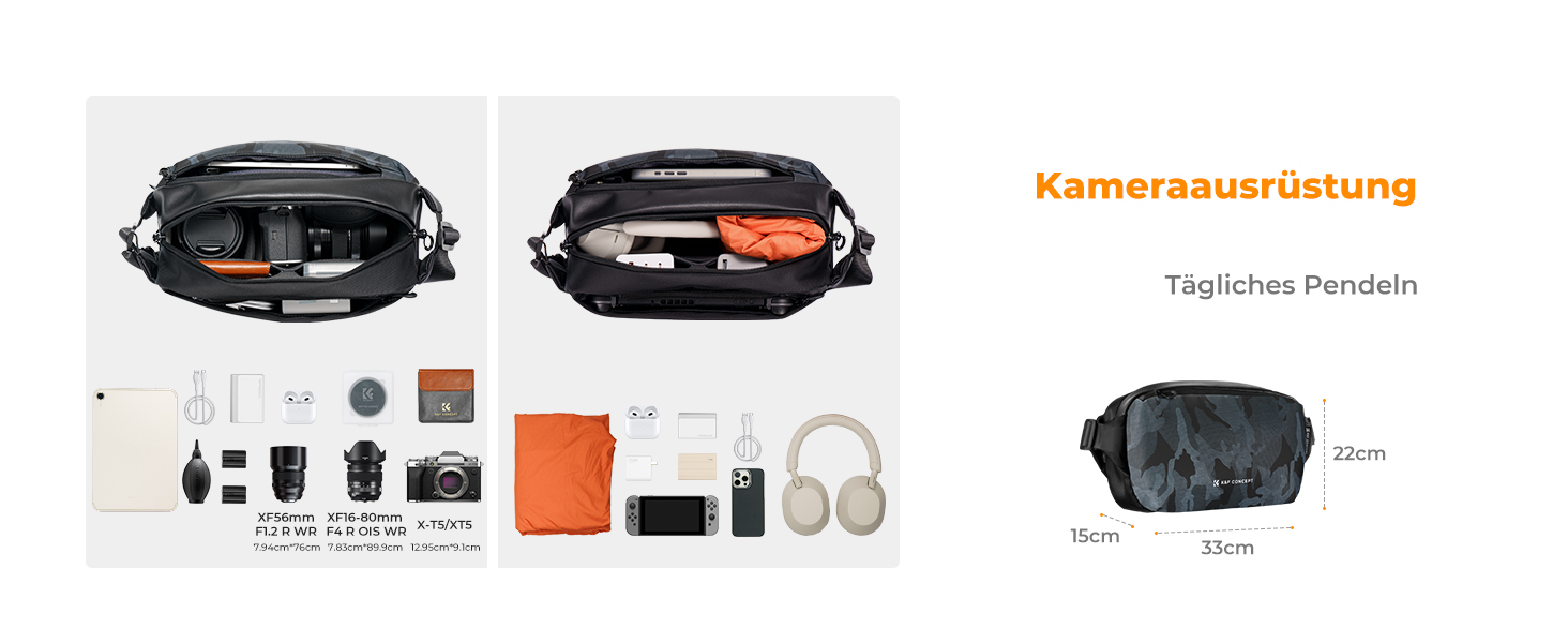 Рюкзак для камери K&F Concept, сумка через плече, фотосумка, камери, сумісний з Canon/Nikon/Sony/DJI Mavic, камуфляж M