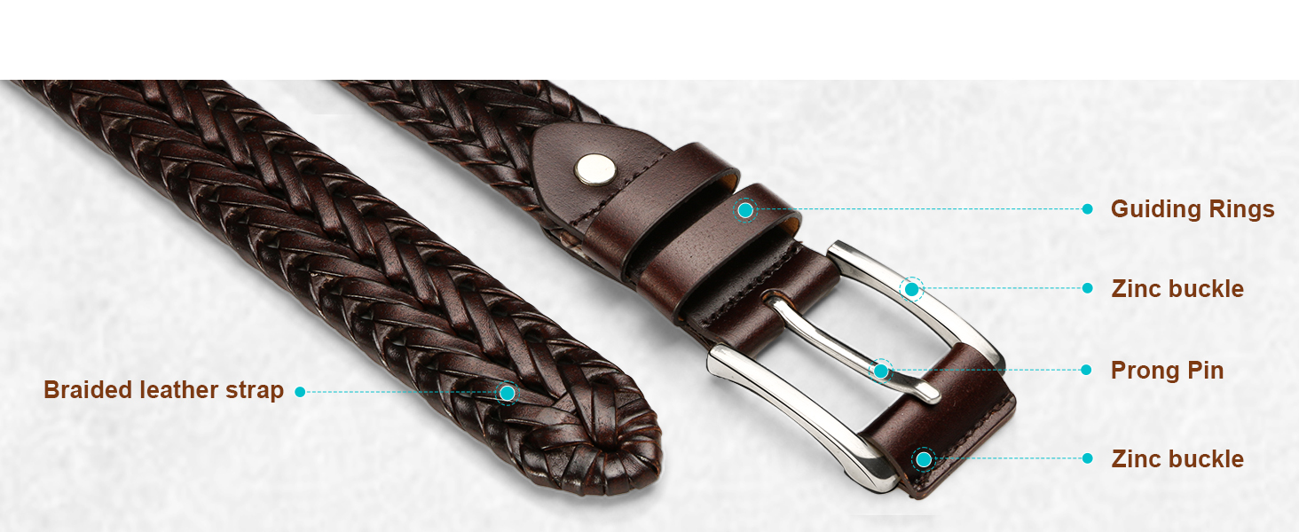 Чоловічі ремені BULLIANT 2 шт. в наборі, плетені шкіряні ремені для гольфу, повсякденного носіння та джинсів, 3,5 см, регульована довжина 120 см (36'-40'), чорний/світло-коричневий, 8115