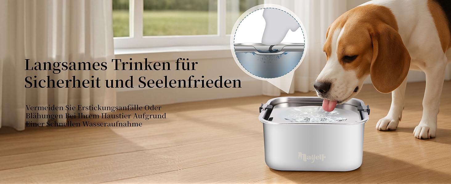 Миска для собак 3L без облизування, миска для пиття з нержавіючої сталі 304, миска для собак з неслизьким дном, для середніх та маленьких собак, придатна для миття в посудомийній машині