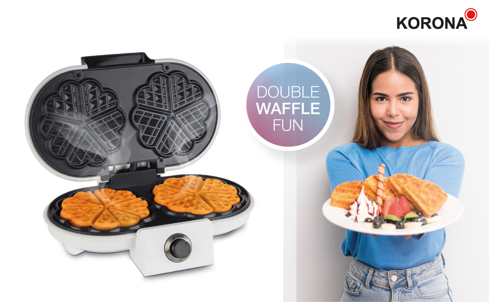 Вафельниця Korona Party 41020: автоматична, 1000 Вт, діаметр 18 см, червона