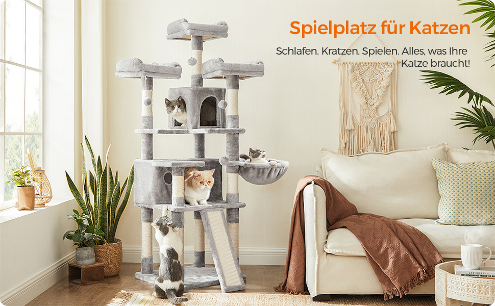 Драбина для котів Feandrea, XXL, 169 см, світло-сіра, PCT019W01