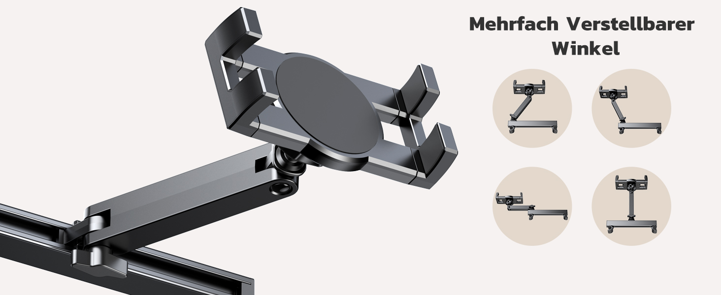 Тримач для планшета в авто, висувний кріплення, поворот на 360° - сумісний з iPad, iPhone, Galaxy Tab та іншими пристроями 4.7-12.9 дюймів