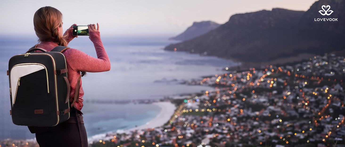 LOVEVOOK Рюкзак ручної поклажі, жіночий, для подорожей, з відділенням для ноутбука 17.3 дюймів, Carry On Luggage, для роботи, бізнесу, вихідних Beige Khaki