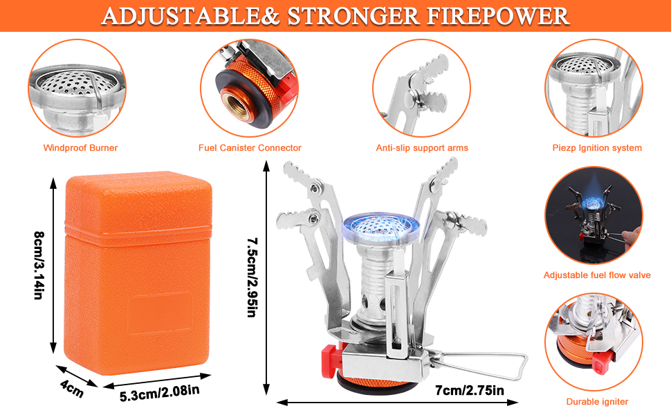 Набір посуду для кемпінгу Biliple 8-piece: каструля, сковорідка, газовa плитка, столові прибори для 1-2 осіб. Ідеально для пікніків, походів та кемпінгу.