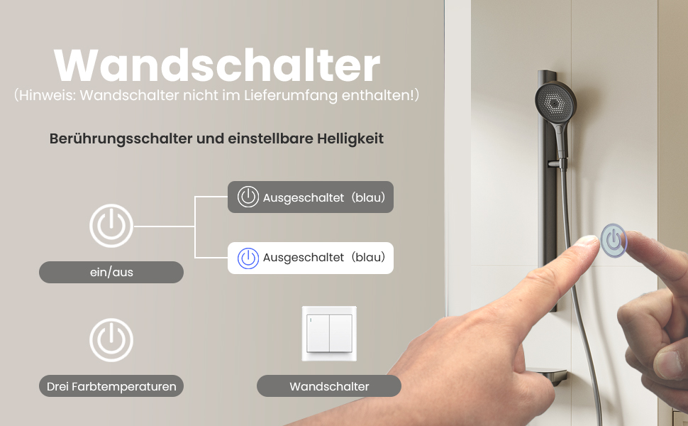 Дзеркало для ванної кімнати з підсвічуванням 70x50 см | LED дзеркало | IP54 вологостійке | Сенсорне управління | Настінне дзеркало | Горизонтальна/Вертикальна установка 6500K холодне біле світло