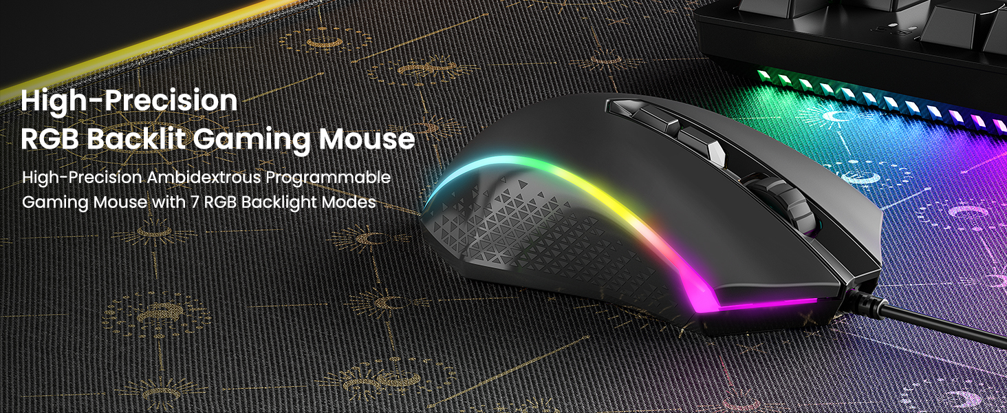 Redragon K552 Комплект: Механічна клавіатура та миша для геймінгу з RGB-підсвічуванням, brown switches, 4200 DPI, QWERTZ DE Layout