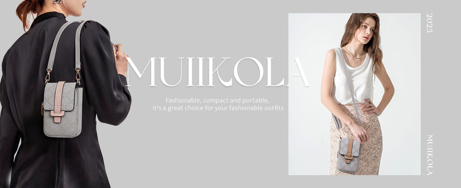 Сумка-органайзер на шию MUIIKOLA з RFID-захистом для телефону, велика місткість, екошкіра, чорно-коричнева