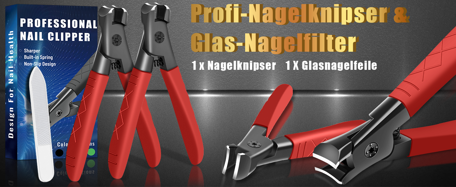 Професійний кусачки для нігтів Nagel, набір для жінок, чоловіків та літніх людей, для товстих нігтів, педикюрні та манікюрні (червоні)