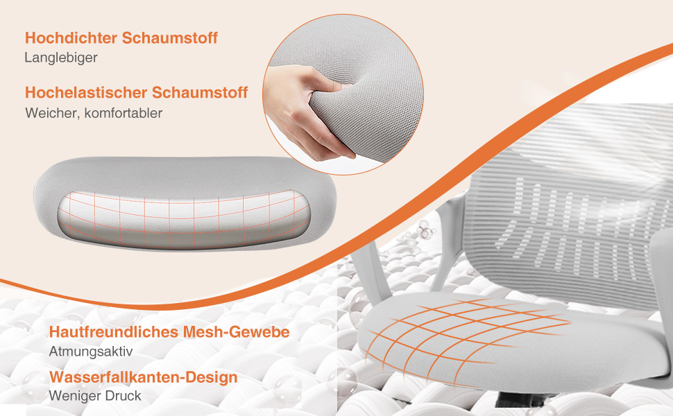 Ергономічне крісло Sweetcrispy для офісу та дому, з регулюванням висоти та підтримкою попереку, з підлокітниками (сірий)