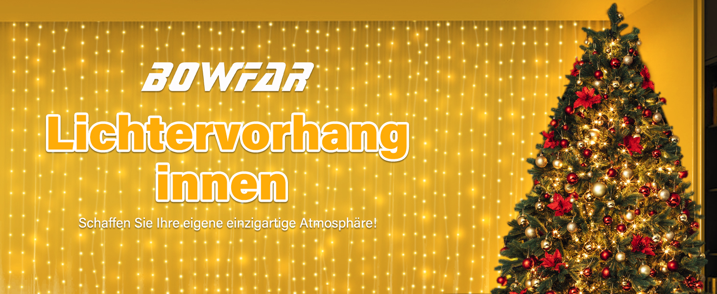Ланцюжок-завіса світлодіодна 3x3м, 300 LED, USB, 8 режимів, пульт, IP65, тепле світло, для декору, свята, вечірки