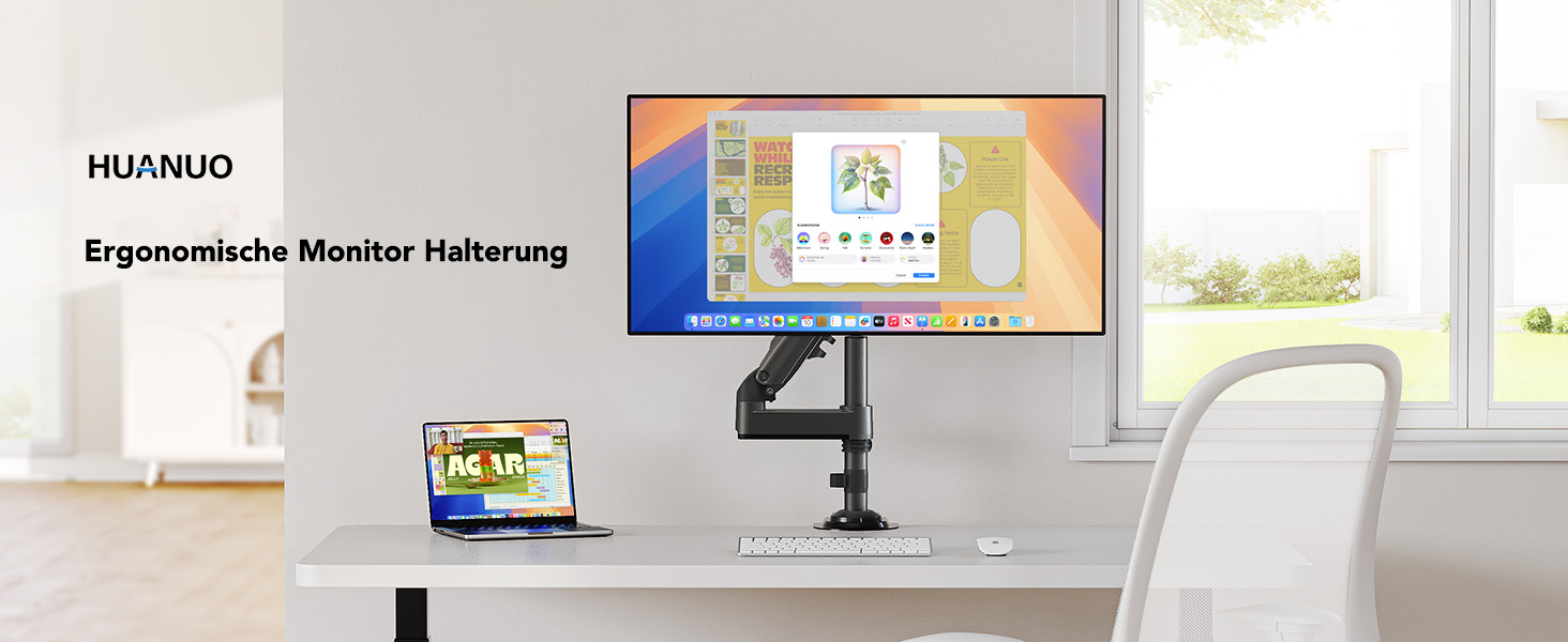 Кріплення для монітора HUANUO 13-32 дюймів, гнучкий кронштейн для LCD/LED екрану, газ-амортизатор, поворот 360°, VESA 75/100, вантажопідйомність 2-9 кг