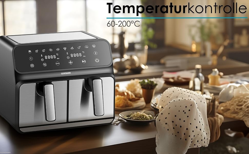 Багатофункціональна фритюрниця без олії | Air Fryer з 2 камерами | Міні-печі Air Fryer 4-в-1 | Фритюрниця, дегідратор, гриль, духовка